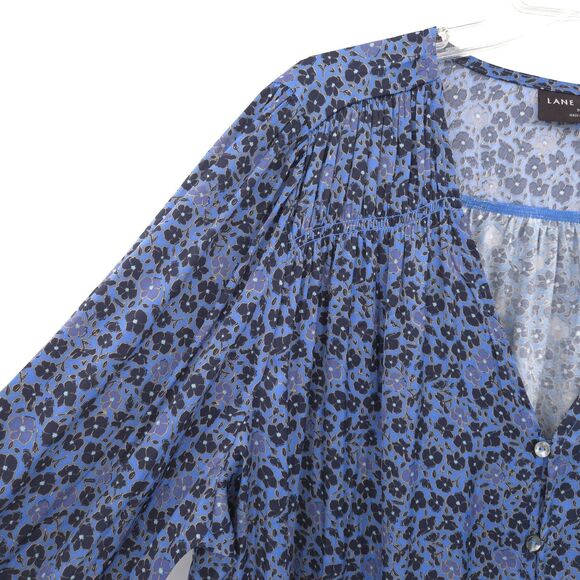 Lane Bryant floral satin button up tunic top Plus Size 18/20 blue woven & knit - Picture 4 of 9